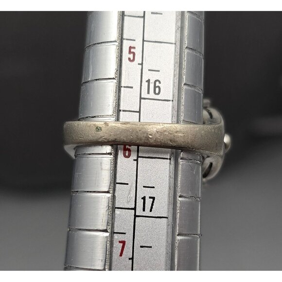 Sterling Silver Blue Sapphire Cathedral Ring Size 6 Scrolled Heart 7.43g Signed - Picture 9 of 13